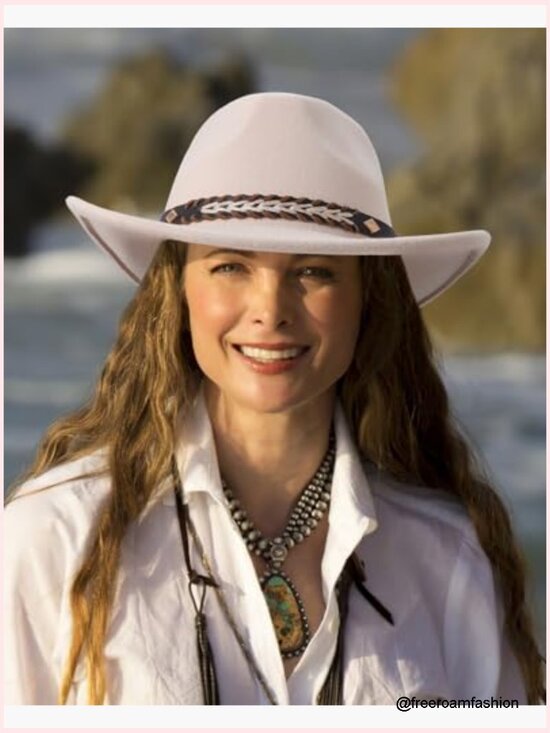 Classic Felt Cowgirl Hat with Adjustable Strap, Unisex